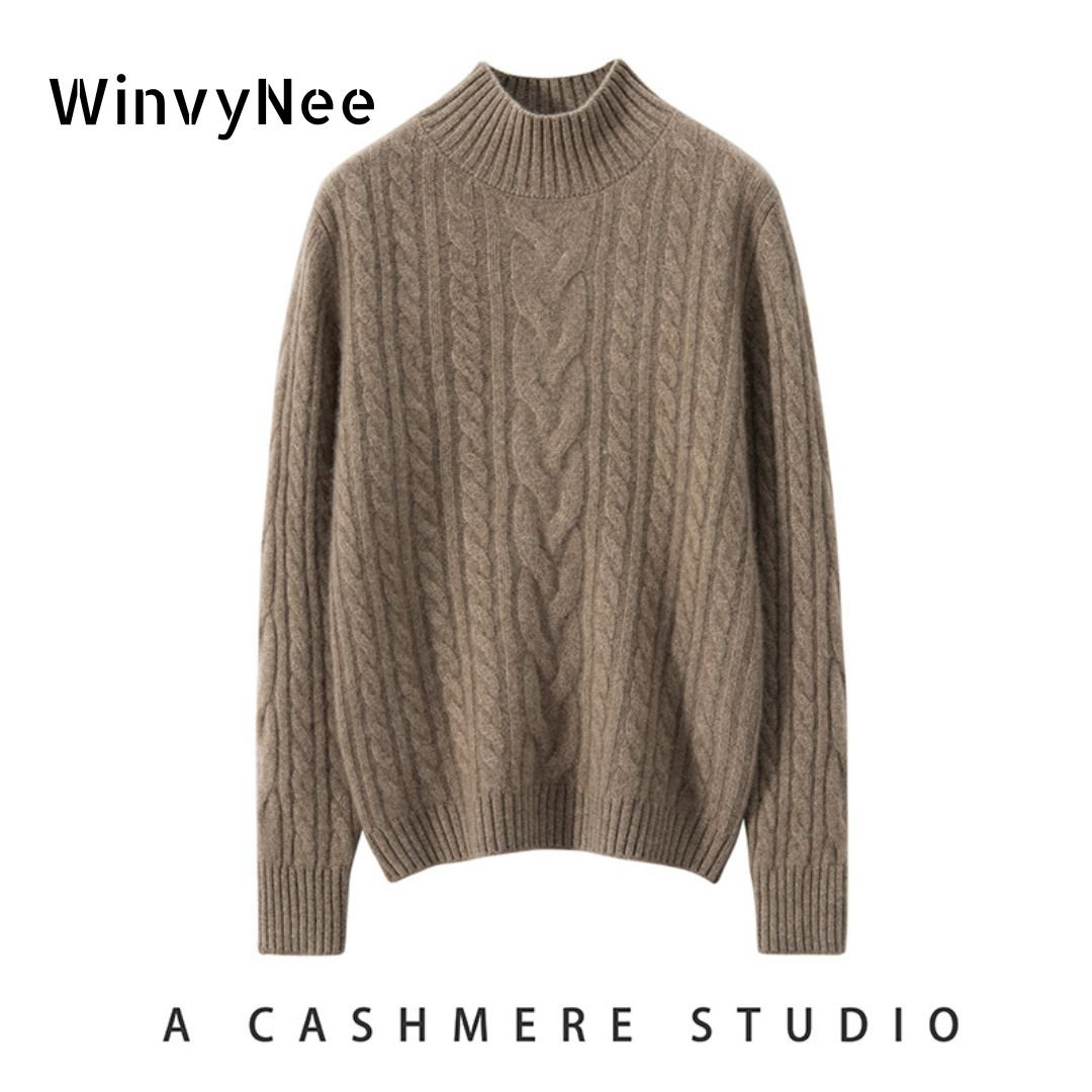 Cashmere Sweater Formal - WinvyNee Dameskleding Kasjmierwol Beige Trui O-hals