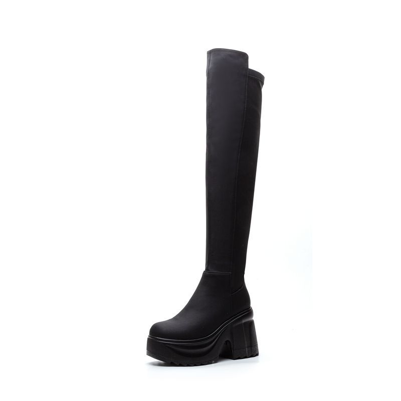Formal Wear Women Us - Dames kniehoge dikke zool brede hak
