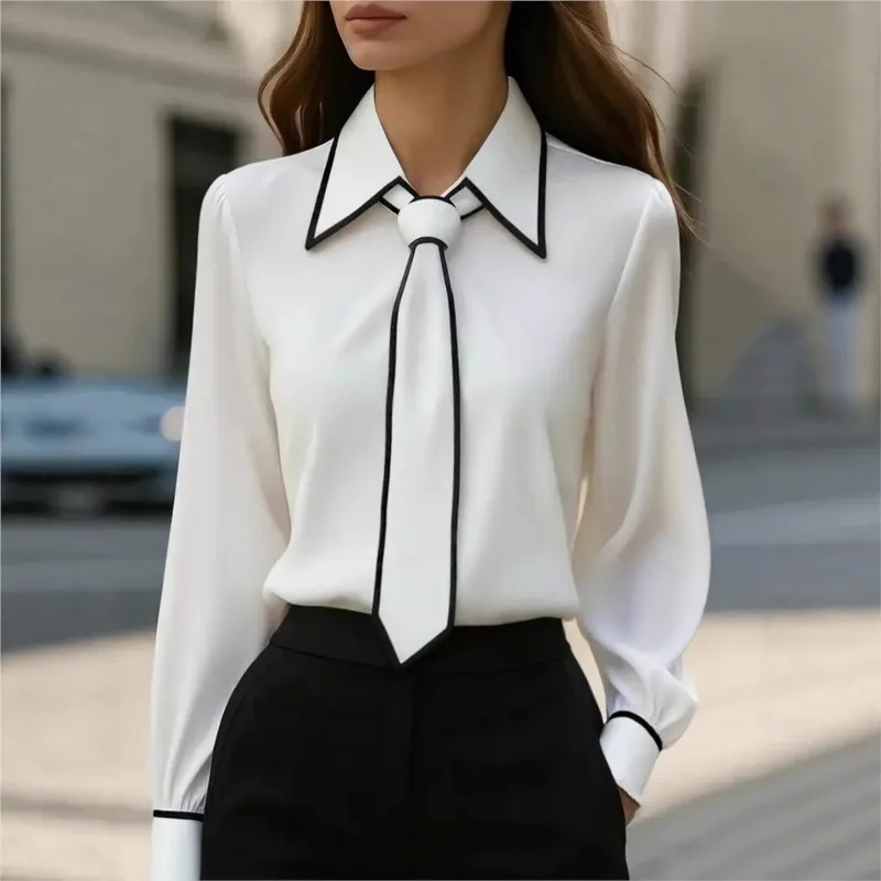 Women'S Formal Wear Suits - Damesblouse Modieus overhemd Formeel vlinderdas Lange