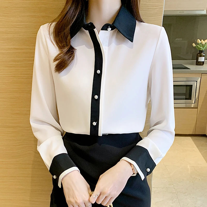 Women'S Formal Wear Suits - Wit Chiffon Shirt voor Vrouwen Koreaanse