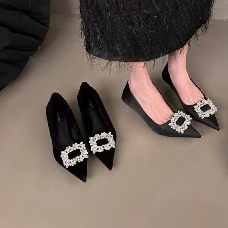 Kitten Heel Women - Zwarte katje- en damesschoenen, damesstrass vierkante