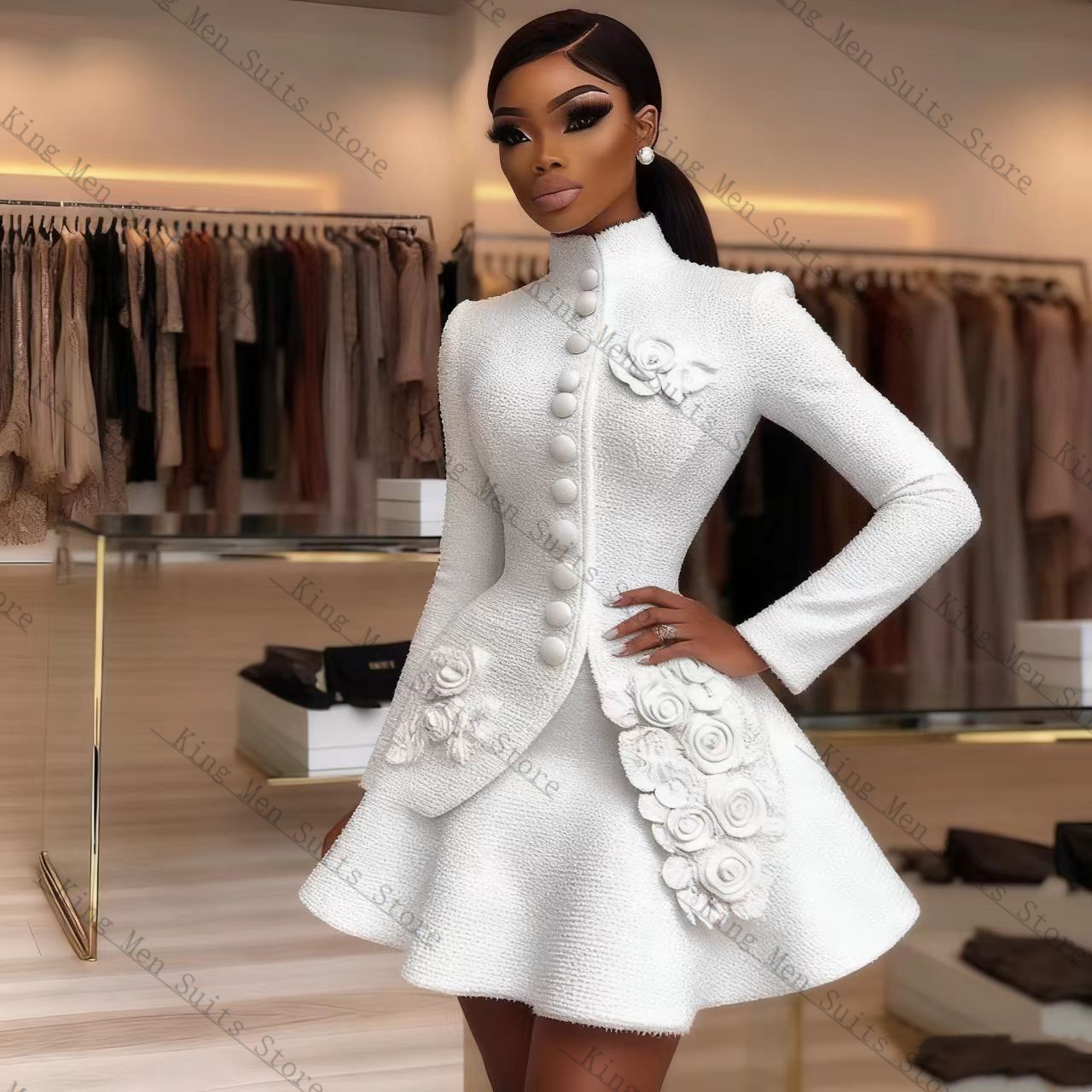 Women'S Formal Wear For A Wedding - Luxe Witte Vrouwen Pak Set 2