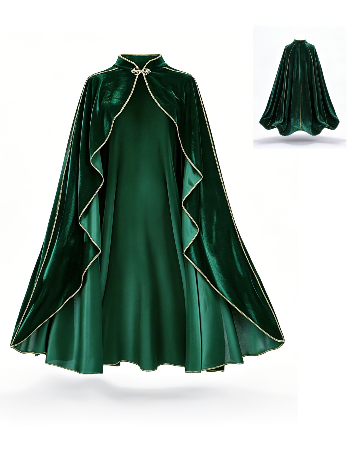 Vintage Women'S Formal Wear - Dames Vintage Groene Fluwelen Cape Mantel