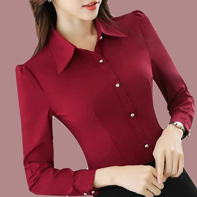 Women'S Formal Wear Suits - Rode Shirts Met Lange Mouwen Vrouwen