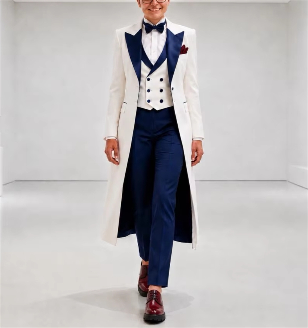 Marineblauw-wit damespak, eleg - Formal Wear Women Us recensie en prijs